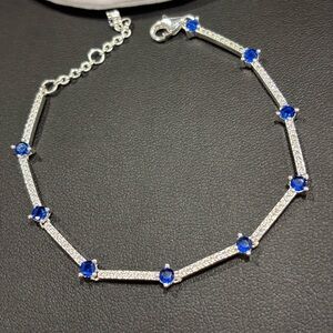 PANDORA Silver and Blue Gemstone Bracelet. 7” long. NWOT